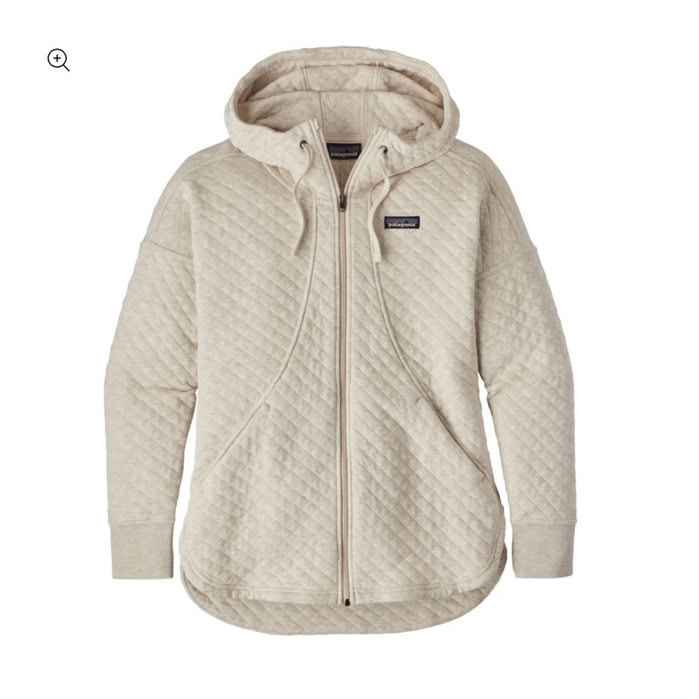 Patagonia Organic Cotton Cream Quilted Hoodie Utility Jacket